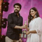 Amrutha Iyengar Instagram - Can’t thank enough ♥️ Thank you @silambarasantrofficial feels great to be receiving this from you 🤗 @mirchi_kannada Rising ⭐️ Pc @arunprasath_photography thanks a lot buddy🤗 Styled by @laxmikrishnalabel