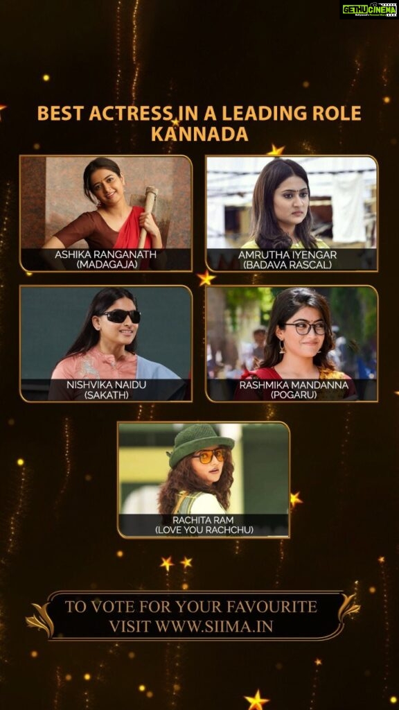 Amrutha Iyengar Instagram - SIIMA 2022 Best Actress in A Leading Role Nominations | Kannada 1: @rashmika_mandanna for #Pogaru 2: @amrutha_iyengar for #BadavaRascal 3: @nishvika_ for #Sakath 4: @rachita_instaofficial for #LoveYouRachchu 5: @ashika_rangnath for #Madhagaja Vote for your Favorite at https://siima.in/index.php Sponsors: @wolf777newsofficial @confidentgroupofficial #NVYTV @bharathicementofficial @marsgalaxyindia @hindwarehomes #RashmikaMandanna #AmruthaIyengar #NishvikaNaidu #RachitaRam #AshikaRangnath #SIIMANominations #SIIMA2022 #10YearsofSIIMA #Wolf777 #ConfidentGroup #NVYTV #BharathiCement #Galaxychocolate #Hindware #SIIMANominations #SIIMA2022 #10YearsofSIIMA