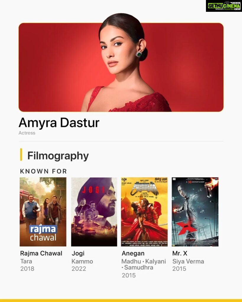 Amyra Dastur Instagram - If @amyradastur has captured your attention in Bambai Meri Jaan lately and you're looking for a watchlist of her filmography, our 'Known for' will help you to explore further 🍿💛 🎬: Rajma Chawal | Netflix Jogi | Netflix Anegan | Disney+ Hotstar, Lionsgate Play Mr.X