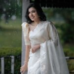 Anju Kurian Instagram - Just another rainy day with a lot of positive reminders like 🍃 take up the space you need to be you. 🍃be fearless in the creation of your intentions. 🍃your time is now! P.C - @agnitantra_photography Designer- @mloft_by_joeljacobmathew Stylist - @imjoboyaugustine MUA- @prince.t.n Accessories- @adorebypriyanka