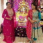 Antara Biswas Instagram - #Blessings Ganpati Bappa Morya 🙏🙏 … Here Comes My Beautiful Friend @rashmi_aaryaa Beautiful outfit: @rashmi_aaryaa