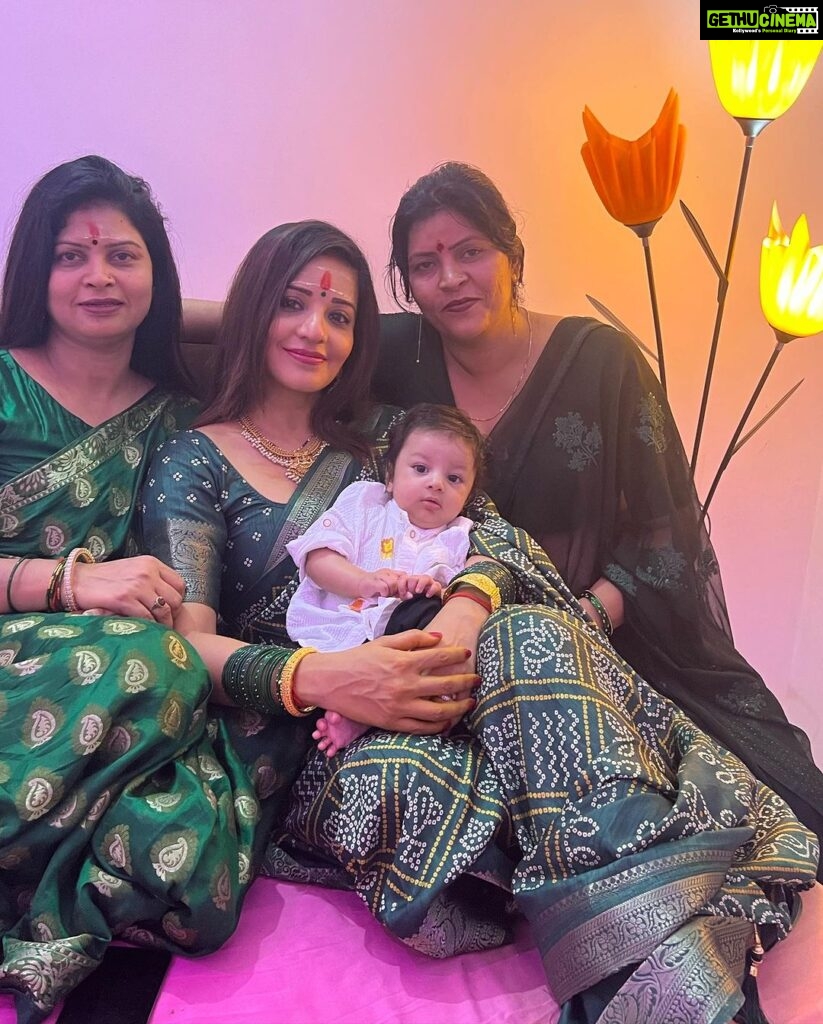 Antara Biswas Instagram - “HE “ The Baby with His All girl Gang … And Me With These Lovelies … #sisterinlaw #love #family #togetherness #cute #baby #homesweethome #village #apnaghar #gaon #thankyougod #harharmahadev Apna Gaon