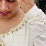 Anumol Instagram - Days like these.. I was down with fever and cold on this day and had to attend an inauguration with swollen face, running nose and heavy head. On d way back we just dropped in at Vazhalikaavu and captioned this . Wearing @tantra_by_sanajijith Captured by @nattupaathakal #offwhiteandgold #dressoftheday #anumol #anuyathra #tantrabysanajijith #designerwear #spreadkindness #lovelovelove #peace✌️ Vazhalikkavu Bhagavathy Temple