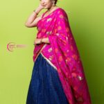 Anupama Gowda Instagram - Last one from the series 🌸 Styling: @tejukranthi Assisted by: @khushi_jagadisha Outfit: @sindhureddyofficial Jewellery: @sunrisesilversmiths PC: @raghavstudios