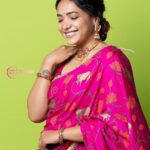 Anupama Gowda Instagram - 🌸🌸🌸 Styling: @tejukranthi Assisted by: @khushi_jagadisha Outfit : @sindhureddyofficial Jewellery: @sunrisesilversmiths PC: @raghavstudios