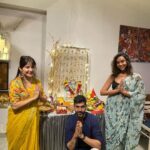 Anupriya Goenka Instagram - Rendezvous with Bappa! This is the first time I truly understood, felt and appreciated the meaning and power of Ganpati. Nothing but Love.. Witnessed two visarjans too for the first time - such a surreal experience - I can still feel the peace and the emotional moment I felt then. Thank you to everyone who invited us to their homes for darshan.. 🤗🤗 Happy Ganpati everyone - May Ganesha always keep you in his grace! #divine #love #blessings #ganpati