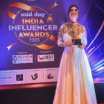 Anveshi Jain Instagram - Grateful to receive Mid-Day Most Promising Bollywood actress & Content Creator Award last night !!! Ps : My mom chose this outfit for me 🙈💭 @middayindia @rahupdaiwik @bhavinigoswami_ @mruchishah @sugarsilverscreenmedia and @quresh2018 #middayiia #middayindiainfluenceraward #IIA India