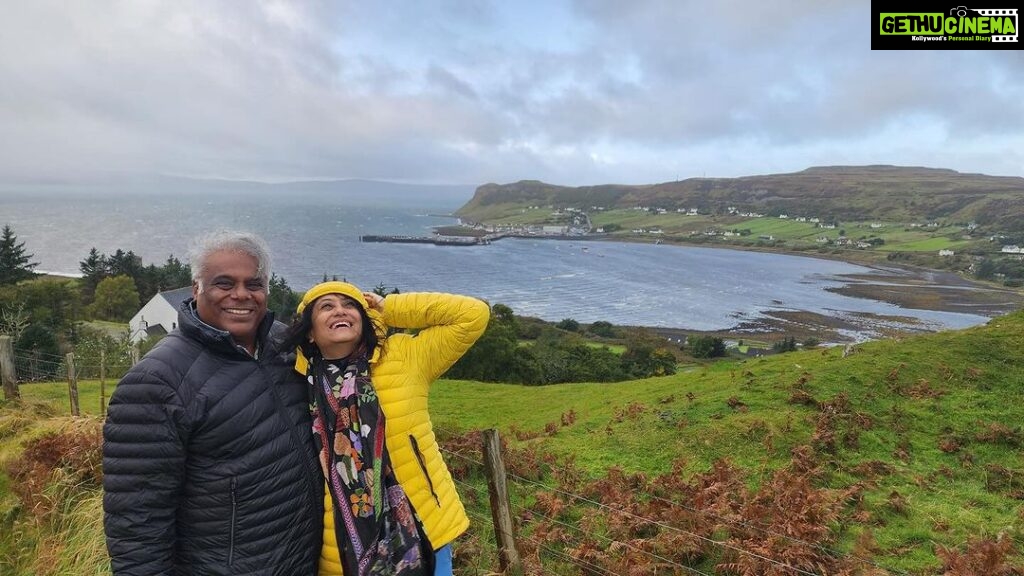 Ashish Vidyarthi Instagram - Windy moments from the Skye on earth... A dump of a few pix from the day trip to the Isle of Skye. Made famous lately by the James bond movie Sky fall.. It was an absolute joy to be drenched, blown, and sunned as the weather turned from Windy to windy and rains, to windy and sunny... All in minutes and several times every 10 to 15 mins... Mood swings you have heard of.. This was seasonal shifts... The only. Constant was the breeze... Do watch Fifty Plus Zindagi our new channel on youtube for such journeys and more.. Alshukran Bandhu Alshukran Zindagi #scotland #uk #AshishVidyarthi #RupaliBarua #FiftyPlusZindagi #fpz #love #adventure Isle of Skye, Scotland, UK