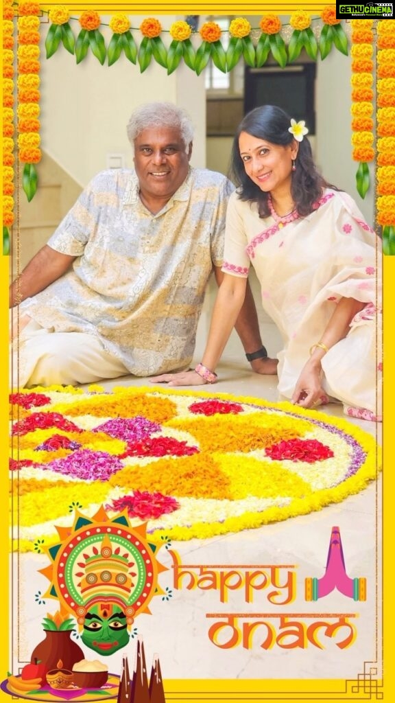 Ashish Vidyarthi Instagram - Amidst the melody of Onavillu, the Pookalam flower arrangement welcomes ever so brightly... the aroma of sadhya beckons fond memories. Onam promises a world painted with shades of joy, prosperity, and boundless affection. Let the legacy of our beloved King Mahabali serve as a beacon, illuminating our path towards righteousness and benevolence. On this divine occasion, the entire team of Avid Miner Family, Rupali, and I extend our warmest wishes.... Onashamsakal to you and your dear ones! 🌼🍃 #onashamsakal #onam #onamcelebration #onam2023 Dharmadam