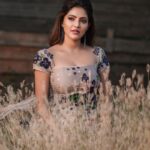 Athulya Ravi Instagram - New vibe 💕 #sunset #grass #fiftyshadesofgrey #loveandlove #bliss #blessed #saturdayvibes Outfit @sahilkochharofficial 👗 Stylist @manogna_gollapudi 💕 M&H @arupre_makeup_artist ❤️ Earrings @deepagurnani 💓 Clicked @screamstudiosbyharsha 📸