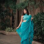 Avantika Mishra Instagram – It was a beautiful bright day, and a sky so blue you could drown in it. 💙 

Wearing @knotweddinghouse 
Jewellery @arikatelier 
Shot by @ms_fotography_official