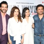 Bhagyashree Instagram - The greatest happiness.. when your daughter comes to support n encourage you. Thank you sweetheart❤️🥰 @avantikadassani At the trailer launch of #Nriwives at @pvrjuhu with the team. #film #filmposter #trailer #trailerlaunch