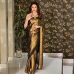 Bhagyashree Instagram - Gold ! #saree #sari #shinebright #bebeautiful #gold #goldsari #sareelove #lovethelook #dressedup #shimmernshime #beyourownkindofbeautiful