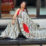 Bhagyashree Instagram - Earn your stripes ! 💄@elvismakeupartist 💇‍♀️ @sanjeeda1772 📷 @pinkiemakhijani 👗 @karagiri_ethnic Styled: @kmundhe4442 #sareelove #sarilove #chic #classy #style #bebeautiful #stripes #strikeapose #bethewomanyouwanttobe