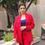 Bhagyashree Instagram - The power of Red ! Colors set the stage, uplift your mood and attract energies. Make sure you pick the right one. Makeup- @elvismakeupartist Hair- @farahkadkotra_hairmakeup Stylist- @roshni0819 Outfit - @shop.bythebay Jewellery - @anaqajewels Footwear - @pabishfootwears Location- @radissonblu #red #photoshoot #powerdressing