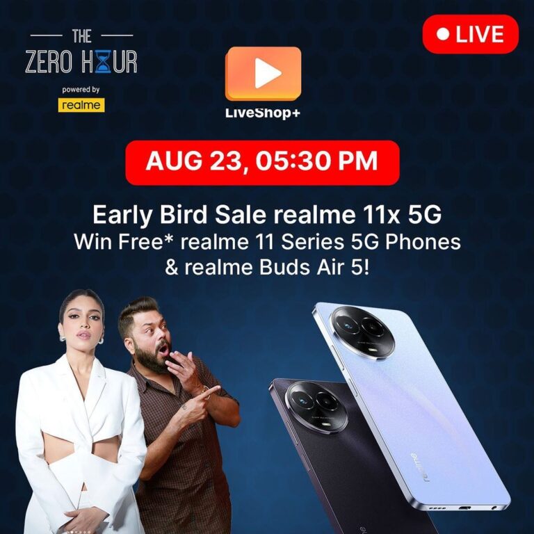 Bhumi Pednekar Instagram - A fun session awaits you! You ask the questions, we answer! Everything tech and much more. An interactive session with me and @trakintech Join us live on The Zero Hour for the early bird sale of realme 11x 5G on 23rd August, 5.30pm only on Flipkart Live! #flipkartvideo #flipkartlive #TheZeroHour #realme11series5GonFlipkart #Ad