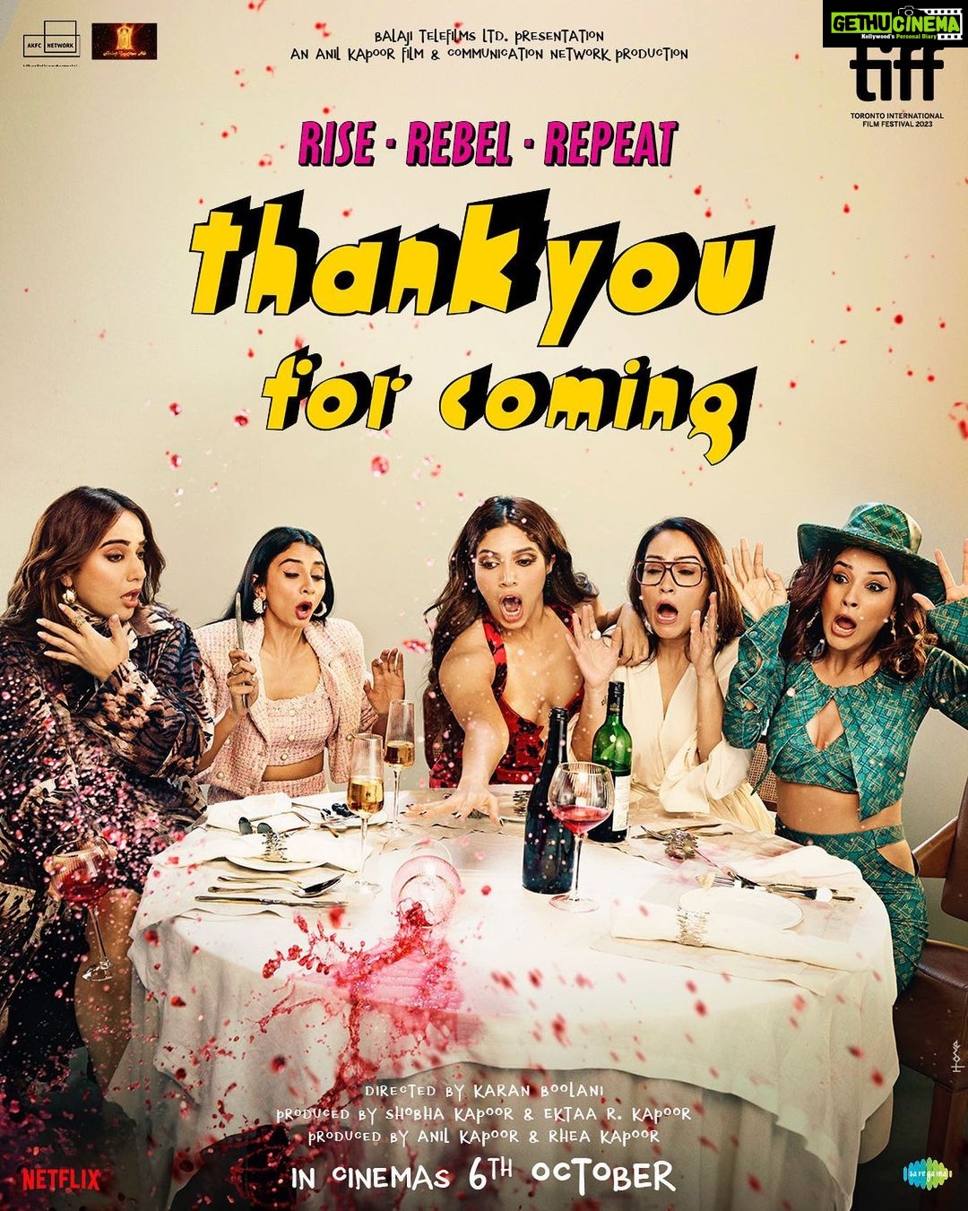 Bhumi Pednekar Instagram - Kaccha pyaar, Kaminapan aur Kalesh in the biggest chick flick of the year!!!! See you in theatres on the 6th of October ❤️ #ThankYouForComingAtTIFF #ThankYouForComing @shehnaazgill @dollysingh @kushakapila @shibani_bedi #PradhumanSinghMall @natasharastogi @Gautmik @sushantdivgikr @salonidaini_ @dollyahluwalia @kkundrra @tejaswidevchaudhary @anilskapoor @shobha9168 @ektarkapoor @rheakapoor @karanboolani @radsanand @prashastisingh @gaurisathe @balajimotionpictures @akfcnetwork @saregama_official