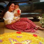 Chandra Lakshman Instagram - ..with the pookkalam of my life..💫😘 @tosh.christy 💕 #ayaan #momandson #onamvibes #festivity Kochi, India