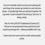 Chinmayi Instagram - Oh - I DEFINITELY WISH WITH ALL MY HEART that bloody every doctor that harassed a woman gets unalived and rots in pain. Azhugi saavanumda neengallam. Ottumotthama ungala mattum oru tsunami virus illa boogambam yaenda thookka maatengudhu. Yaen?! Medicos who complain will detained, failed in practicals so women have to tolerate. I wish these men’s small egos can be sliced off instead. Porukkinga. The rage wont stop.