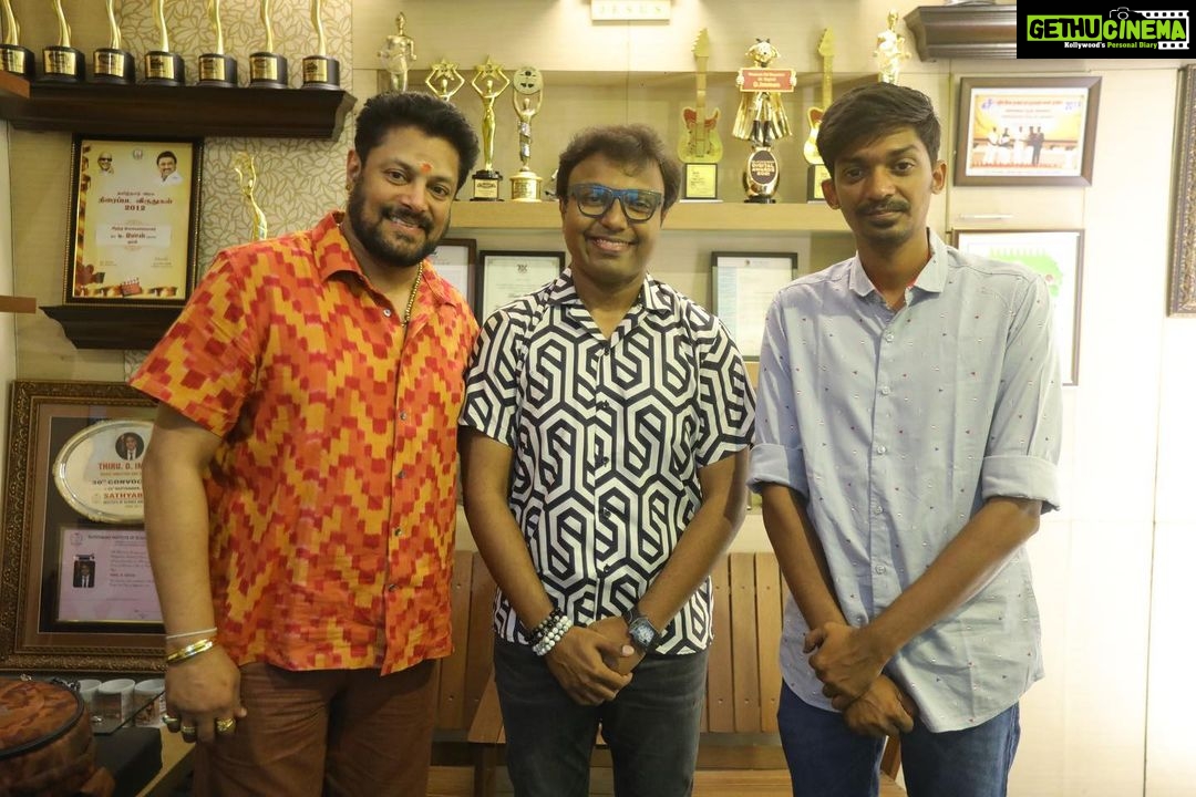 D. Imman Instagram - Glad to record Singers Madhubalakrishnan and Haricharan for a racy divine number! Lyric by Rakendu Mouli! Produced by Gembio Pictures! Directed by Vishal Venkat! Starring Arjun Das,Kaali Venkat and Shivathmika Rajashekar in the lead! A #DImmanMusical Praise God!