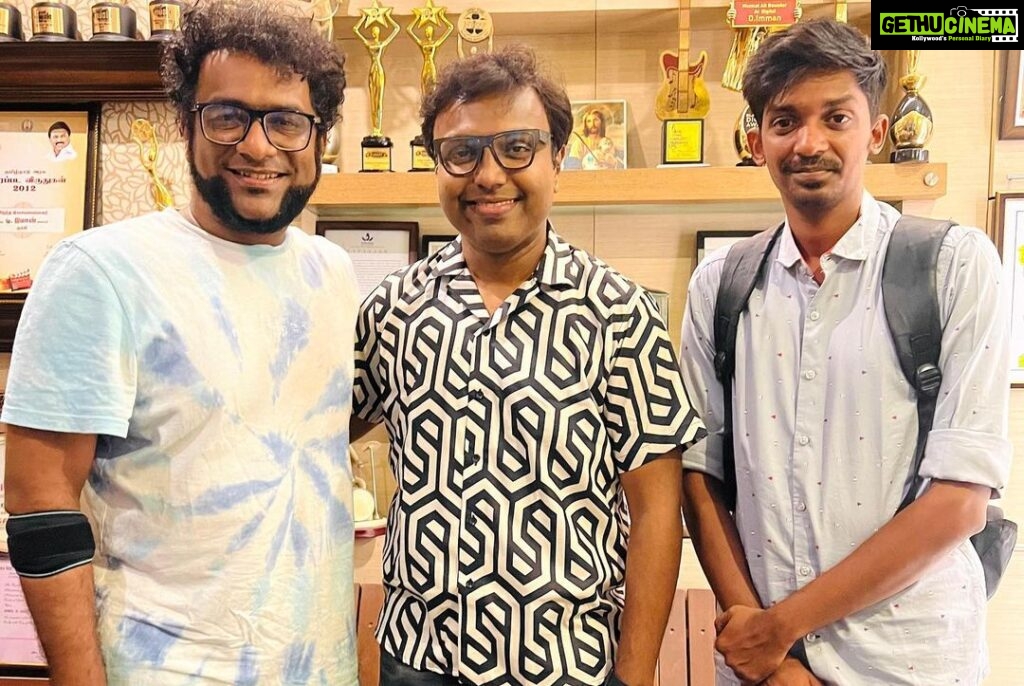 D. Imman Instagram - Glad to record Singers Madhubalakrishnan and Haricharan for a racy divine number! Lyric by Rakendu Mouli! Produced by Gembio Pictures! Directed by Vishal Venkat! Starring Arjun Das,Kaali Venkat and Shivathmika Rajashekar in the lead! A #DImmanMusical Praise God!