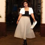 Debina Bonnerjee Instagram - 🖤🤎🤍 . Black and White Outfit - @calvinklein Pleated skirt - @tommyhilfiger Bag - @dior Shoes - @versace Fashion Directed by: @thebongmunda 📸 : @sk_.click Managed by : @jeevitaoberoi . . #fashion #lifestyle #debina #debinabonnerjee #debinadecodes
