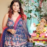 Debina Bonnerjee Instagram - Ready, steady, pose 💙 . Outfitby: @seasonsmumbai Styledby: @stylebysugandhasood @teamsugandhasood Assistedby: @styleitupwithmicheala Jew: @rimayu07 . . #ganpatibappamorya