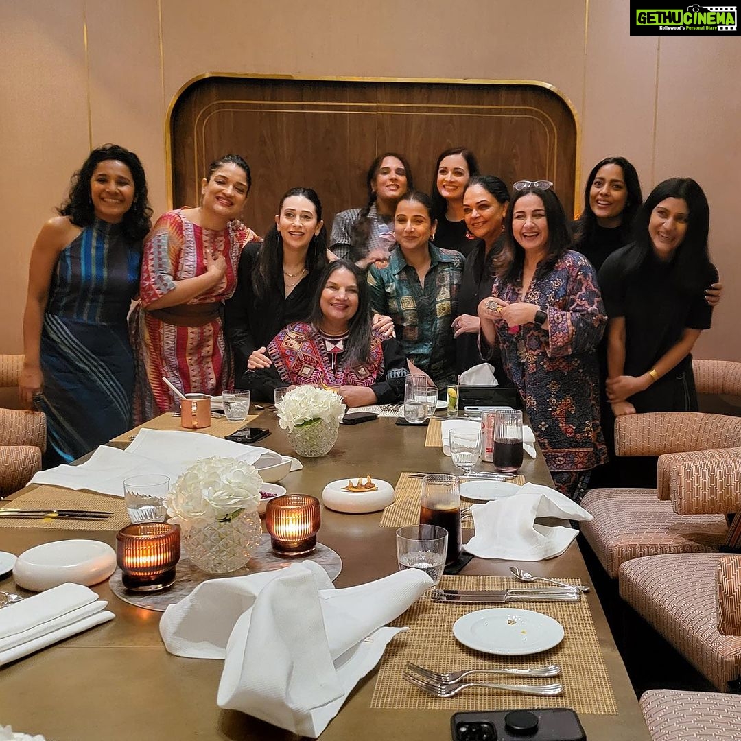 Dia Mirza Instagram - Celebrating the spirit our tribe embodies β€οΈβ¨π¦π― Another memorable evening of shared laughs and joy! Love each of you. Thank you @azmishabana18 for always bringing us together π€ Thank you @indianaccentmumbai for the wholesome experience! We had the best time. @divyadutta25 @sandymridul @therichachadha @balanvidya @tannishtha_c @konkona @tanviazmiofficial @therealkarismakapoor @shahanagoswami Indian Accent Mumbai