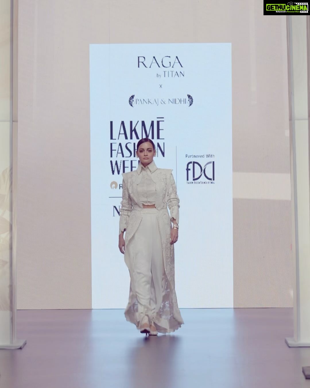 Dia Mirza Instagram - Proud to have walked for Raga by Titan X Pankaj and Nidhi at Lakme Fashion Week in partnership with FDCI. Heartiest congratulations to the designer duo for the completion of 15 years at fashion week and to Raga by Titan for their debut show at Lakme Fashion Week. The stunning ivory ensemble, from the XV collection paired with the exquisite watch from Raga by Titan’s Power Pearls collection, embodied grace and resilience, akin to modern woman 💖🕊️ #TitanRaga #RagaByTitan #Raga #RagaWatches #WomensWatches @lovemyraga @pankajandnidhi @lakmefashionwk @fdciofficial #ThrowbackThursday Hair and Make Up by Team @diva_rose21 @karanrai001 @kiran_chhetri92
