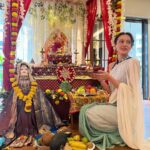 Dipannita Sharma Instagram - ✨💚🙏🏼 @vidyamalavade #ganeshmahotsav #moments #ganpatibappamorya