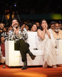 Dulquer Salmaan Instagram - The best homecoming we could ever ask for !! Thank you Kochi for the immense love, participation and encouragement ! Our cinema is viewed and loved across the world and our goal with “King Of Kotha” is to reach the maximum audiences as widely as we can at the same time !! 

So so grateful for all this love even before the release of KOK. 

Styled by @harmann_kaur_2.0 
Style team @anokha_ann @poojakaranam 
Outfit @zafirandshadab
Make up @av_ratheeshcinema
Hairstylist @saurabhbhatkar 
Photographer @sbk_shuhaib