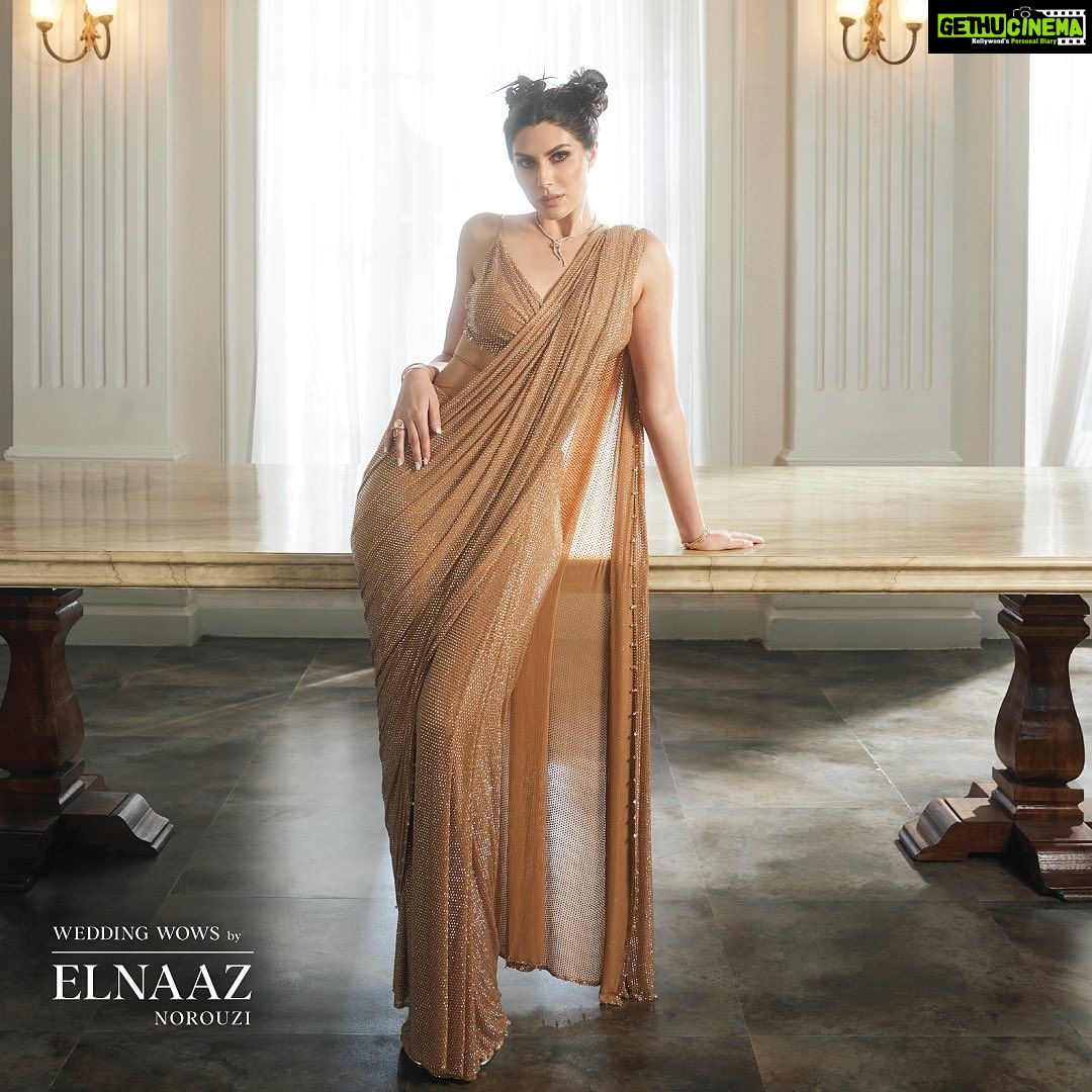 Elnaaz Norouzi Instagram - Introducing: Wedding Wows by Elnaaz Norouzi Delving deep into design innovation that reimagines traditions - Wedding Wows is a couture exploration crafted for modern brides and their tribes. Elnaaz Norouzi @iamelnaaz for First Look @firstlook.magazine by Purple Style Labs, from the house of Pernia’s Pop-Up Shop @perniaspopupshop . . . . . . Photographer: @madetart Creative Director and Stylist: @nupurmehta18 Videographer: @ratnakarphotography Assistant Stylists: @eshita_stylist @tapaswini_dalai_ Makeup Artist: @unaid_ansari Hair Stylist: @iamhematolani Production: @studiolittledumpling Saree: Itrh @itrhofficial Jewellery: @tjewelsbysonalijhaveri Footwear: @sana.k.official Team Pernia’s Pop-Up Shop: @priyamajmudar @revatipalshetkar #firstlookmagazine #firstlook #itrh #elnaaznorouzi #weddingwowsbyelnaaznorouzi #fashioneditorial #fashionmagazine
