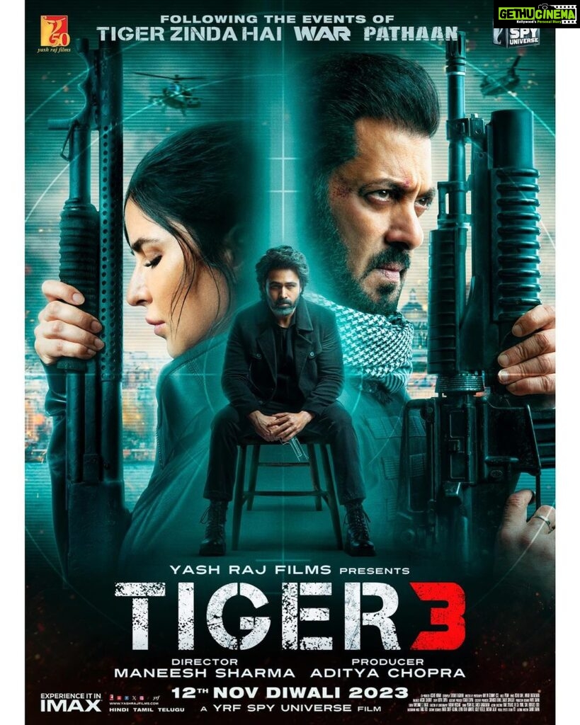 Emraan Hashmi Instagram - Your overwhelming love has made our day! Now, here’s our return gift! Enjoy the new poster! #Tiger3 coming to theatres this Diwali, 12th Nov, Sunday! Watch #Tiger3Trailer NOW *link in bio* Releasing in Hindi, Tamil & Telugu. @beingsalmankhan | @katrinakaif | #ManeeshSharma | @yrf | #YRF50 | #YRFSpyUniverse