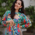 Esha Kansara Instagram - How much Color is too much Color? 🤷‍♀️🥳🤓 Styled by- @styleitwithniki Dress- @digvijaysingh_artwear Bracelet and ring- @kenayosha Photography- @i_m_lucky_sing__