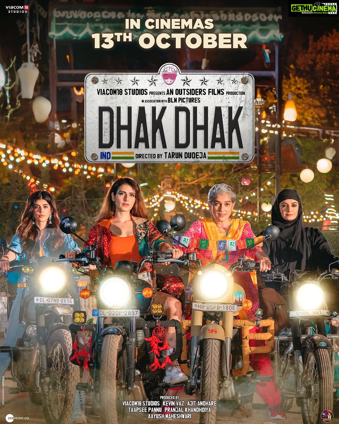 Fatima Sana Shaikh Instagram - 4 ordinary women come together for an extraordinary journey of emotions, adventures and discovery. #DhakDhak in cinemas 13th October. #RatnaPathakShah @diamirzaofficial @sanjanasanghi96 @taapsee #KevinVaz @ajit_andhare @pranjalnk @aayush_blm @dudeja_sahaab @parijat_joshi @Viacom18Studios #OutsidersFilms @blmpictures @zeemusiccompany #WorldTourismDay