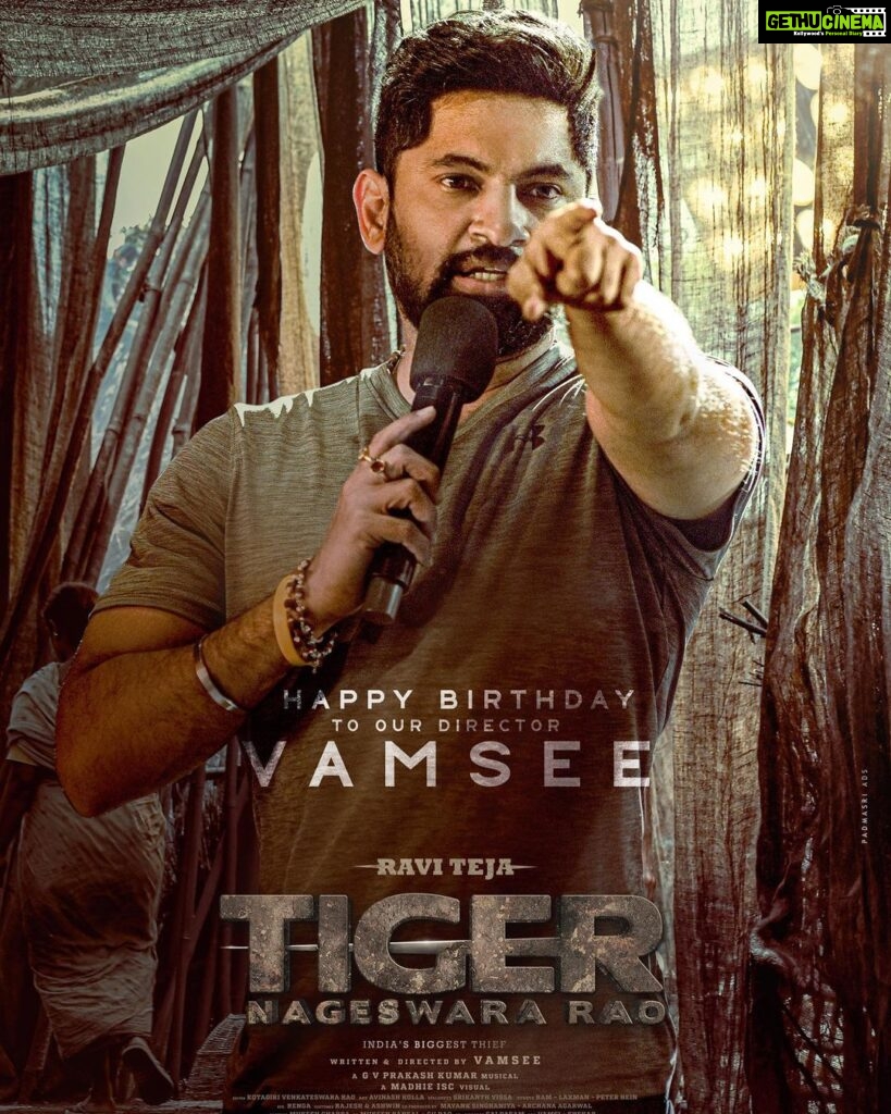 Gayatri Bhardwaj Instagram - Happy birthday @dirvamsikrishna sir✨ Thank you for believing in me and giving me Mani- the best character I could ask for in my debut film💫 With your vision and conviction, you’re surely going to deliver one of the finest theatrical experiences in Indian cinema! #TigerNageswaraRao in cinemas from October 20th @raviteja_2628 @dirvamsikrishna @abhishekofficl @aaartsofficial @anupampkher @renuudesai @nupursanon @senguptajisshu @gvprakash @madhie_dop @kollaavinash @srikanth_vissa @castingchhabra @mayank_singhaniya @archana.singal.12 @saregamatelugu