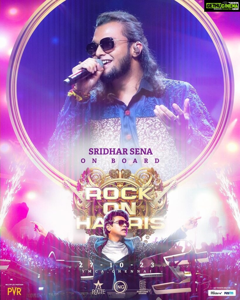 Harris Jayaraj Instagram - Welcome onboard @sridharsena 🤩🎶 “ROCK ON HARRIS - Live In Concert, Chennai” 🎸 27/10/2023 at YMCA Nandanam Book your Tickets NOW @insider.in (Link in bio) 🎫 @jharrisjayaraj @noiseandgrains @therouteofficial @fortunee_studios @jagadish_palanisamy @karya2000 @itisveer @itssuryakumar_sk #RockOn #HarrisJayaraj #NoiseandGrains #Chennai
