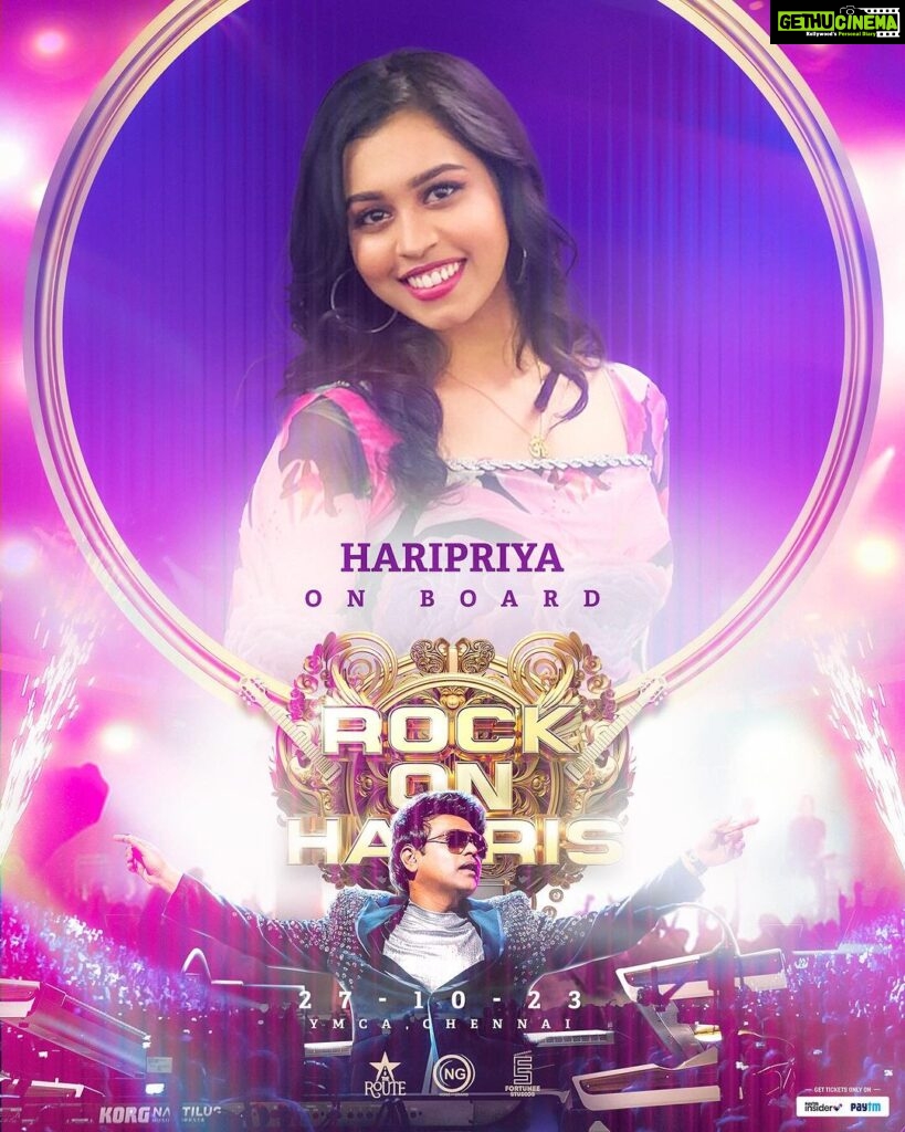 Harris Jayaraj Instagram - Welcome onboard @haripriyasinger 🤩🎤 “ROCK ON HARRIS - Live In Concert, Chennai” 🎸 27/10/2023 at YMCA Nandanam Book your Tickets NOW @insider.in (Link in bio) 🎫 @jharrisjayaraj @noiseandgrains @therouteofficial @fortunee_studios @jagadish_palanisamy @karya2000 @itisveer @itssuryakumar_sk #RockOn #HarrisJayaraj #NoiseandGrains #Chennai