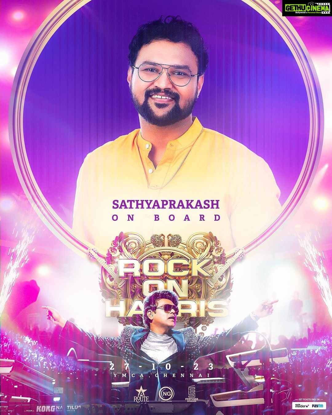 Harris Jayaraj Instagram - Welcome onboard @dsathyaprakash 🤩🎙️ “ROCK ON HARRIS - Live In Concert, Chennai” 🎸 27/10/2023 at YMCA Nandanam Book your Tickets NOW @insider.in (Link in bio) 🎫 @jharrisjayaraj @noiseandgrains @therouteofficial @fortunee_studios @jagadish_palanisamy @karya2000 @itisveer @itssuryakumar_sk #RockOn #HarrisJayaraj #NoiseandGrains #Chennai