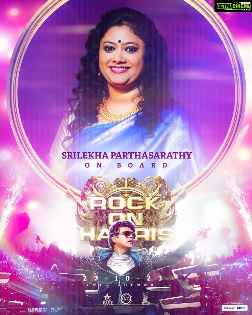 Harris Jayaraj Instagram - Welcome onboard @singer_srilekha 🤩🎤 “ROCK ON HARRIS - Live In Concert, Chennai” 🎸 27/10/2023 at YMCA Nandanam Book your Tickets NOW @insider.in (Link in bio) 🎫 @jharrisjayaraj @noiseandgrains @therouteofficial @fortunee_studios @jagadish_palanisamy @karya2000 @itisveer @itssuryakumar_sk #RockOn #HarrisJayaraj #NoiseandGrains #Chennai