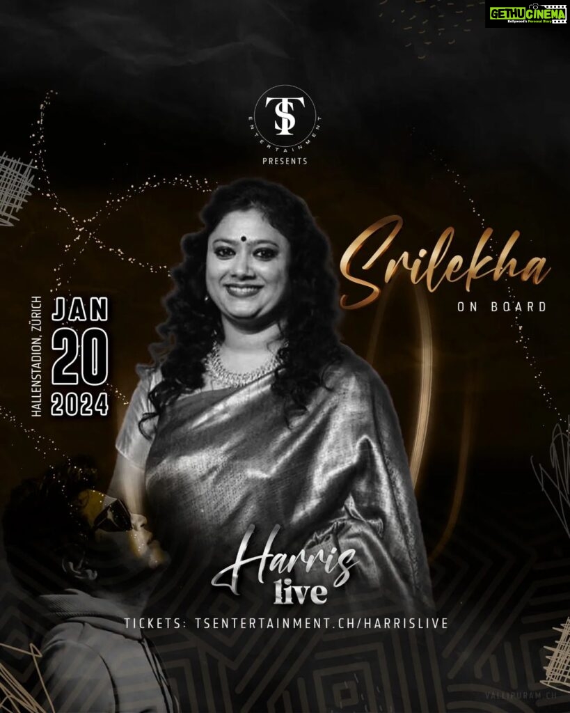 Harris Jayaraj Instagram - . 🎤 WELCOME ON BOARD - SRILEKHA 🎶 🌟 With her mesmerizing renditions of "Kokku Meena" , "Yedho Ondru" & "Kalyanamthan," she's all set to dazzle HARRIS LIVE with her magical voice and captivating performance. Don't miss this chance to be enchanted by her musical prowess. Secure your tickets now and get ready for a night to remember! 🎟️🏃 #HarrisJayarajConcert #MusicMagic #GetYourTickets #harrisjayarajhits #harrisjayaraj #harrisjayarajmusical #harrisjayarajsongs #harrisjayarajfans #harrisjayarajmusic #harrisjayarajbgms #harris #harrisjayarajslovelymusic #princeofmelody #harrisjayarajfansclub #harrisjayarajbgm #harrisjayarajfansinstagram #tamilsong #melodyking #isaiminnal #trending #gvm #harrisjeyaraj #princeofmelodyharrisfans #harrishjayaraj #music #harrisjayarajmashup #harrislive