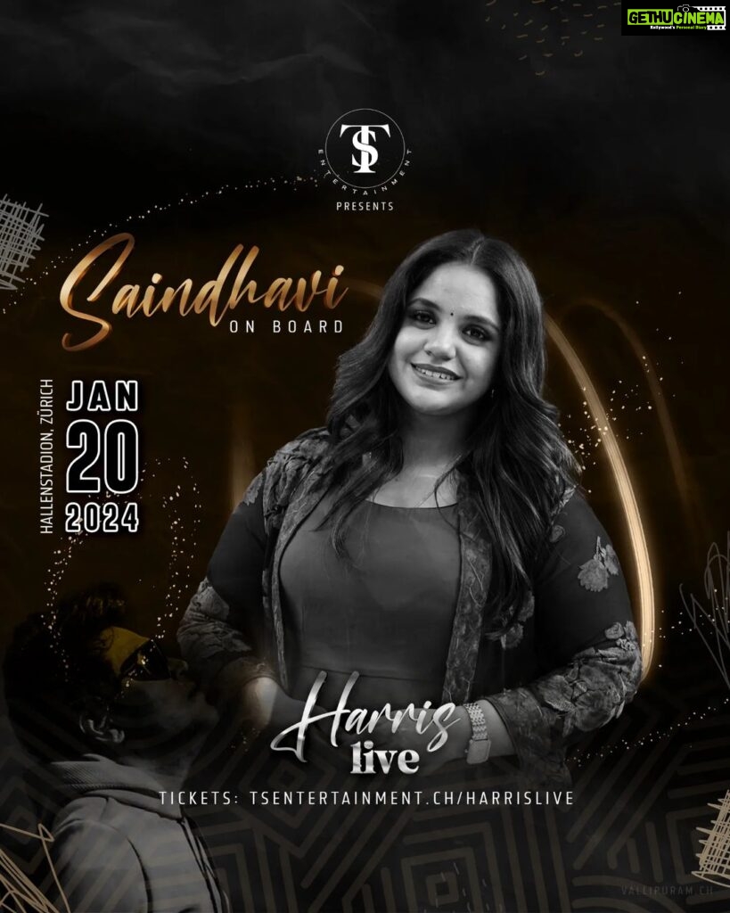 Harris Jayaraj Instagram - . 🎤 WELCOME ON BOARD - SAINDHAVI🎶 Zürich is about to witness the enchanting musical prowess of the sensational Tamil singer, the one and only Saindhavi! 🌟 Known for her captivating melodies and a collection of chart-topping hits, she's gracing HARRIS LIVE with her extraordinary talent all the way from the heart of Tamil Nadu. Get ready to be spellbound by her mesmerizing voice and unforgettable performance. Secure your tickets now before they're gone! 🎟🏃 #HarrisJayarajConcert #MusicMagic #GetYourTickets #harrisjayarajhits #harrisjayaraj #harrisjayarajmusical #harrisjayarajsongs #harrisjayarajfans #harrisjayarajmusic #harrisjayarajbgms #harris #harrisjayarajslovelymusic #princeofmelody #harrisjayarajfansclub #harrisjayarajbgm #harrisjayarajfansinstagram #tamilsong #melodyking #isaiminnal #trending #gvm #harrisjeyaraj #princeofmelodyharrisfans #harrishjayaraj #music #harrisjayarajmashup #harrislive