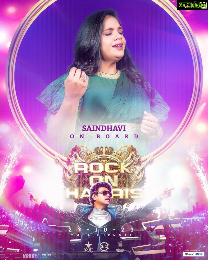 Harris Jayaraj Instagram - Welcome onboard @saindhavi_prakash 🤩🎙 “ROCK ON HARRIS - Live In Concert, Chennai” 🎸 27/10/2023 at YMCA Nandanam Book your Tickets NOW @insider.in (Link in bio) 🎫 @jharrisjayaraj @noiseandgrains @therouteofficial @fortunee_studios @jagadish_palanisamy @karya2000 @itisveer @itssuryakumar_sk #RockOn #HarrisJayaraj #NoiseandGrains #Chennai