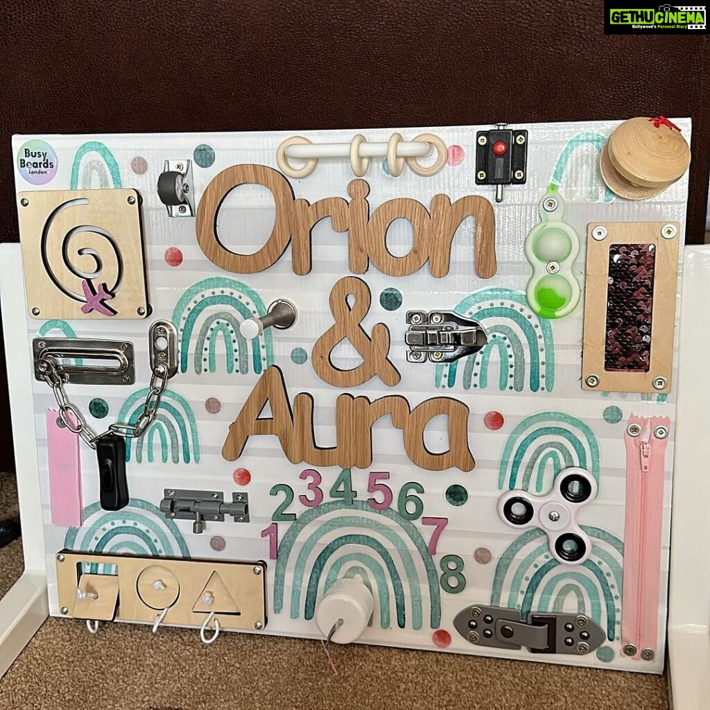 Hazel Keech Instagram - As a mother I like to find toys and activities that help my children learn different skills or give them new experiences that are also fun and enjoyable and doesnt feel like learning. I discovered this clever activity board by @busyboardslondon and ordered one. I LOVE how its turned out (all custom made and personal). This is not a paid promotion (i paid for this order fyi), simply an appreciation post for this lovely custom made board. Such a clever company, great for kids to learn and grow, super helpful and friendly owner who answered my 1 million questions how to order and what things were. Im excited to see Orions reaction when he gets home #momlife #parenting #appreciatesmallbusinesses