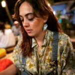 Hazel Keech Instagram - When i travel i love finding something special from place to always remind me of that trip! I love these earrings from @cocorootsjewelry in Goa. These handmade, gold plated earrings from mother of pearl are my nee favs