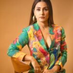 Hina Khan Instagram - Stay chic 💚 Outfit:- @advait_in x @doh_tak_keh Jewels:- @ananaofficial @blingthingstore Styled by @kansalsunakshi MUAH @sachinmakeupartist1 @_hair.by.freya_ 📸 @stolenmomentshub