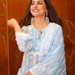 Hina Khan Instagram – My love for jhumkas 🩵🩵🩵
