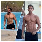 Hrithik Roshan Instagram – .
5 weeks. 
Start to finish. 
Post vacation to post shoot. 
Mission accomplished. 
Thank you knees , back, ankles, shoulders and spine and mind. You guys love a good fight. 
I love you all. Now time to rest and recuperate and begin to find an even better balance. 

Hardest part – was saying NO to other important things, loved ones, friends, social occasions, school PTM’s and even extended work hours. 
2nd hardest part – Getting into bed by 9pm. 
Easiest part – having a partner who is likeminded in thoughts and action. Thank you Sa. 
Best part – having a mentor like Mr. Kris Gethin who one can follow blind. Thank you Mr. Gethin for that expertise. 
Person I couldn’t do it without – my man Swapneel Hazare 
Thank you to my team. I am blessed to have these humans on my side. 
@vijaypalande11
@sushil_r_sharmaa
@iam_sentinel
@aalimhakim
@smerchant5
@vinraw
@vinisquam
@aakanksha.av
@swapneelhazare
@akshay.wagh88
@lakshmilehr
@shubham_vishwakkarma
@prarthanaajmani 

P.s : i do this cause my movie characters sometimes challenge me to look a certain way. And I love challenges. That being said, I don’t depend on one shape or the other for my own self worth.

(Sharing some very interesting voice notes from my online chats with Kris. Enjoy!) 

@krisgethin