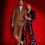 Huma Qureshi Instagram - Siblings ❤️ all cleaned up for the #Bawaal screening Styled by : @sanamratansi Assisted by : @ankitha_chauhan @sr_styleco Pant suit - @eizabykaaj Earrings : @diosaparis @Amigos.rizwan Rings - @karishma.Joolry Neck layering - @tuula.jewellery Photographer : @kaasastudio Hair : @cletusliuu Make up : @krisann.figueiredo.mua Nails : @itssoezi