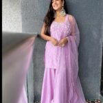 Ishita Dutta Instagram - Day 2 💜 #ganapatibappamorya Wearing my fav colour 😍 Outfit: @monaandvishu @viralmantra Stylist: @styledbynikinagda @indianjewellery999